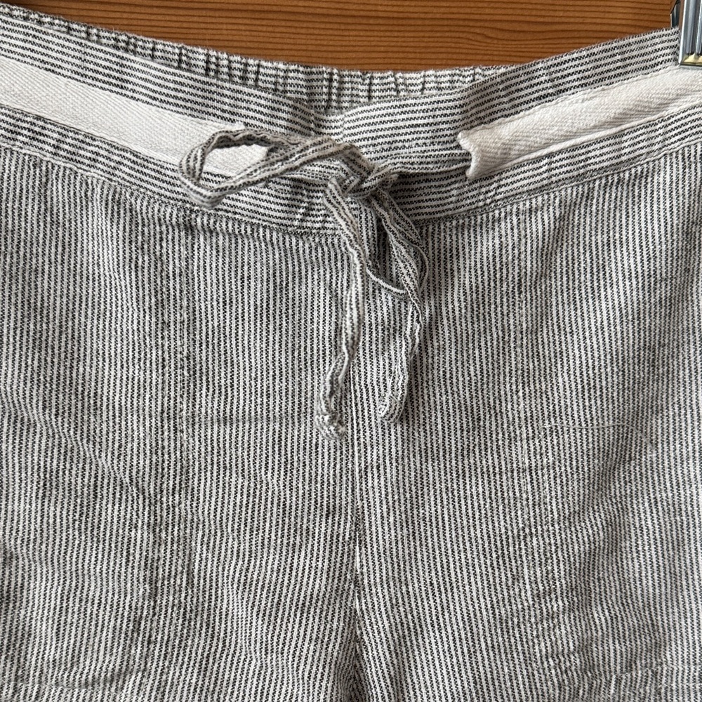 Light Gray Linen-Blend Drawstring Pants - Picture 2 of 7